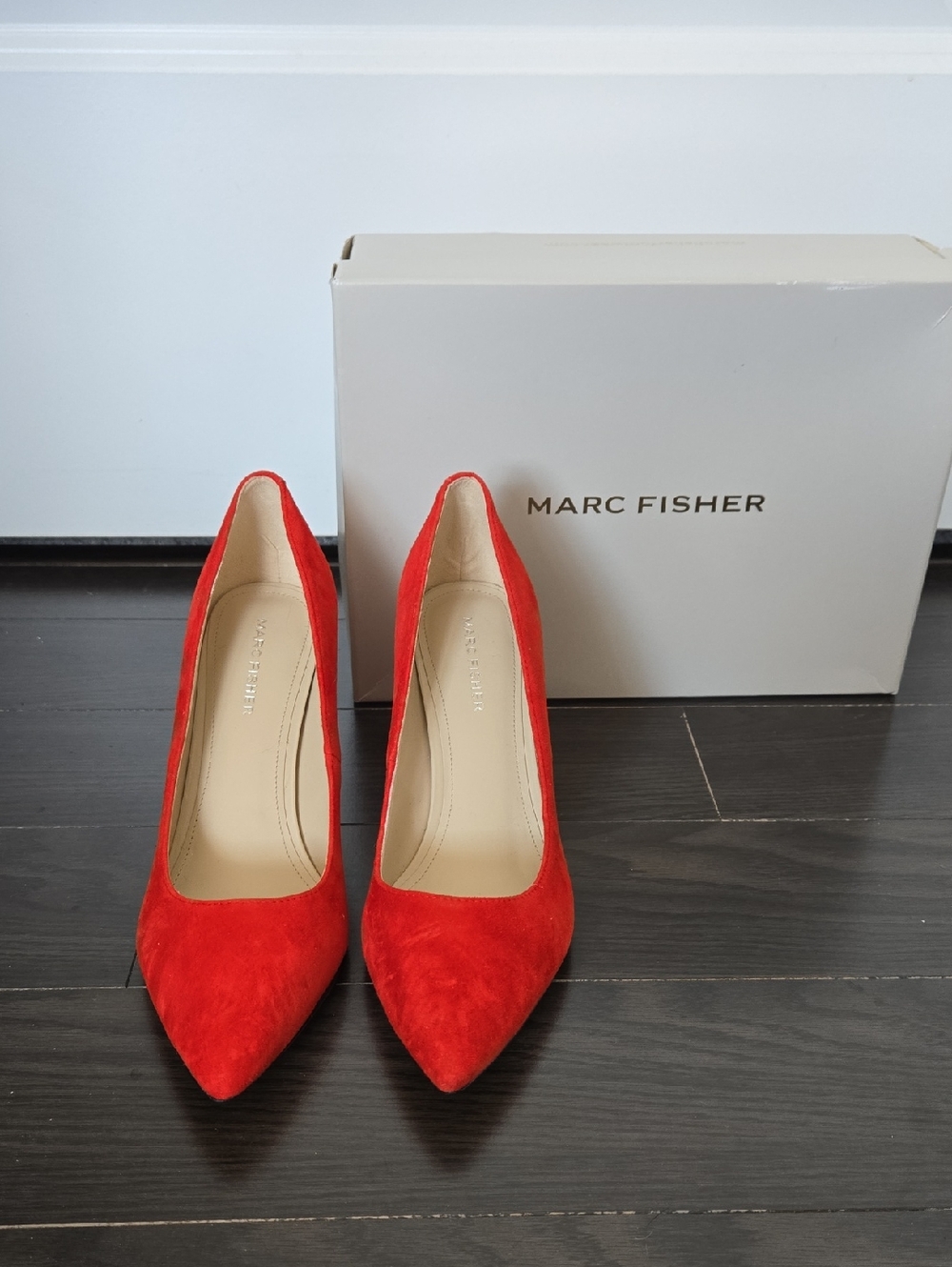 Marc Fisher Red Suede Pointed Toe Pumps